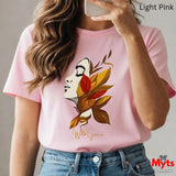Minimalist Floral Face T-Shirt | Autumn Leaves Art Tee