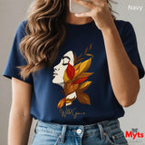 Minimalist Floral Face T-Shirt | Autumn Leaves Art Tee