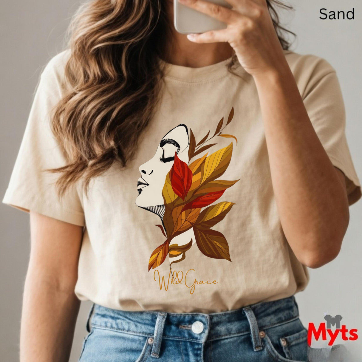 Minimalist Floral Face T-Shirt | Autumn Leaves Art Tee
