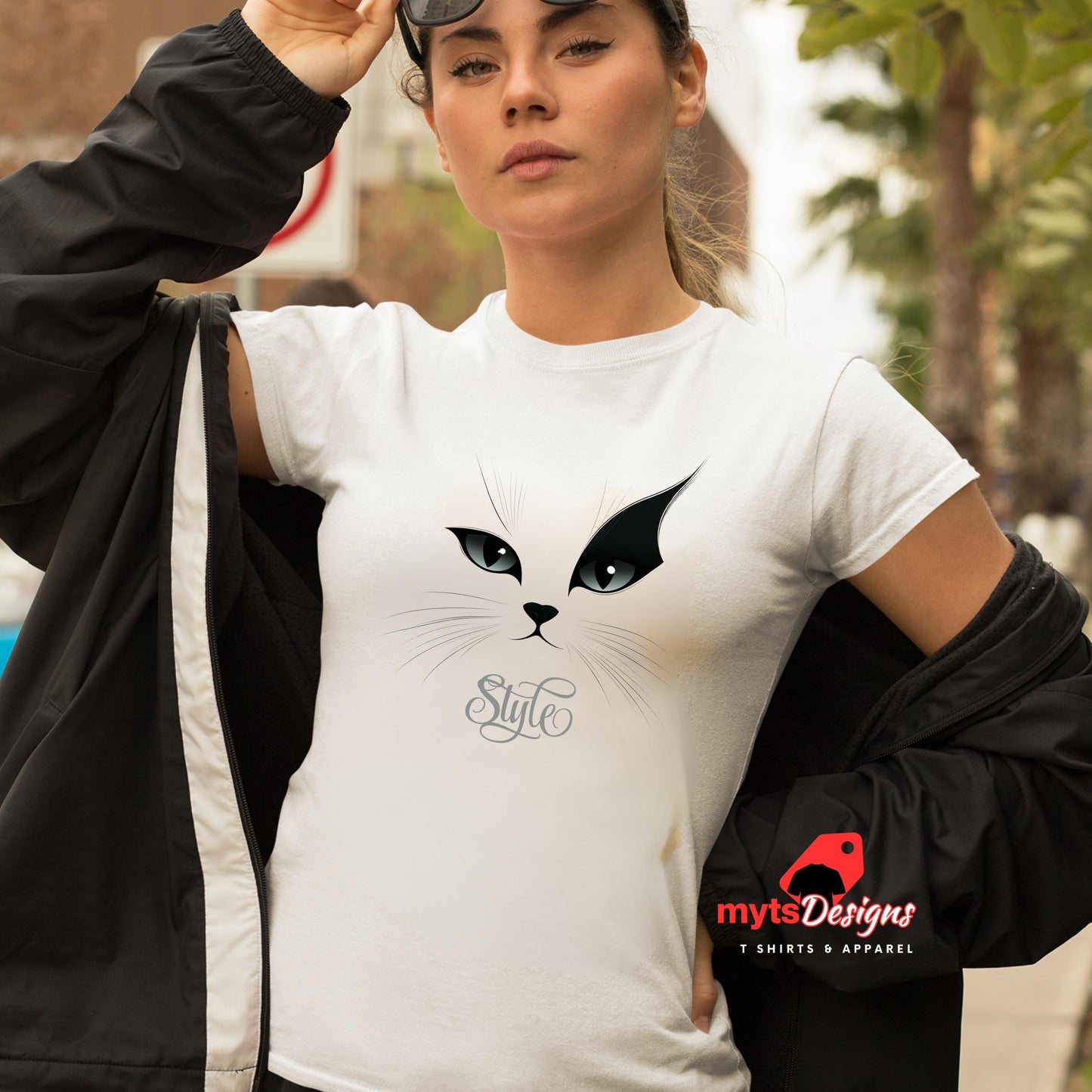 Cat Style T shirt Sleek Stylized Cat Face T Shirt, Minimalist Design Tee for Cat Lovers