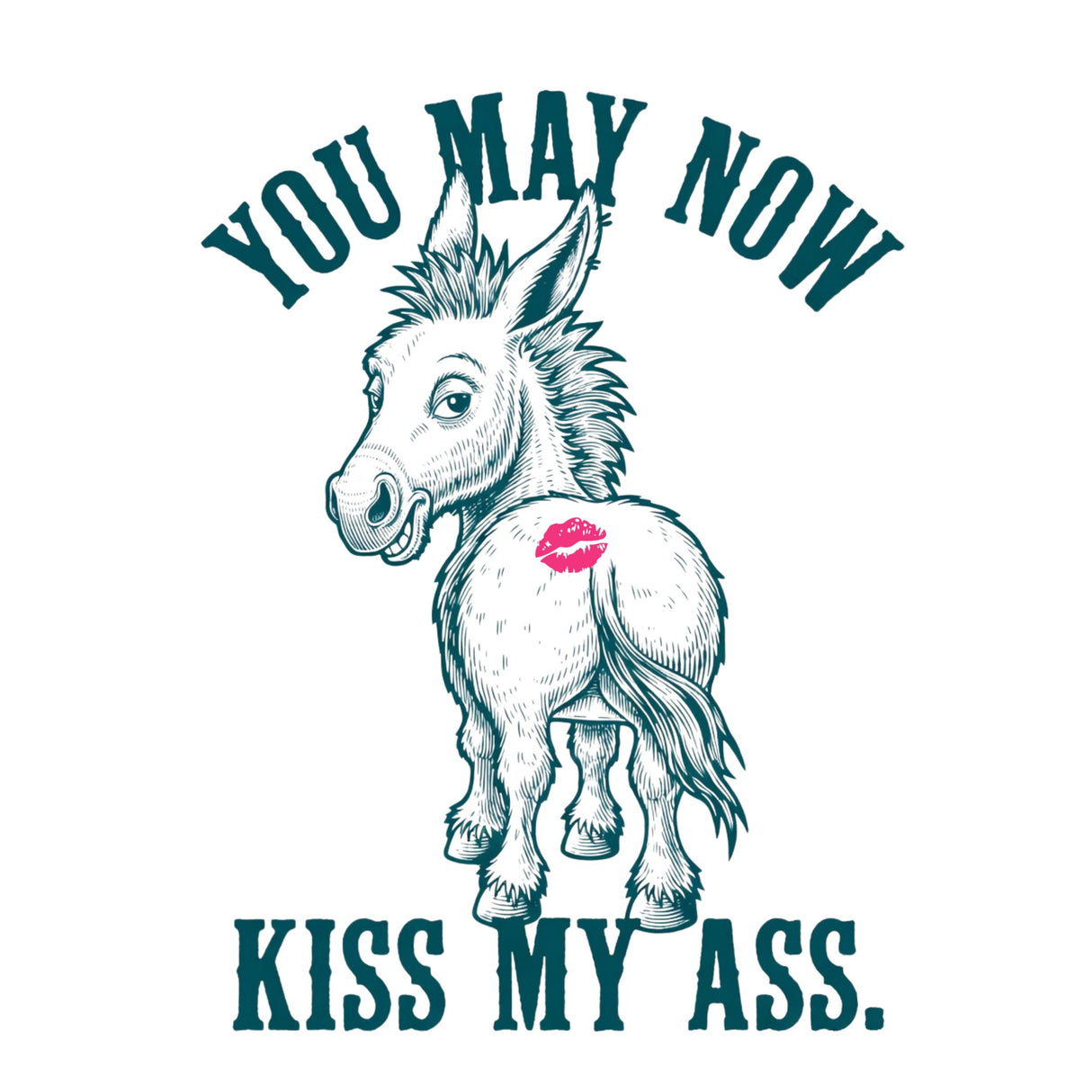 You May Now Kiss My Ass Funny Donkey Graphic T-Shirt