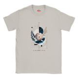 "Ice Grey Coastal Nautilus graphic T-shirt, flat front view”