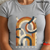 Sports grey T-shirt with a retro style geometric design 