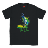 Black t-shirt with a colorful graphic of a person diving and the text 'The Dive' on a white background.