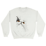 minimalist white cat sweatshirt
