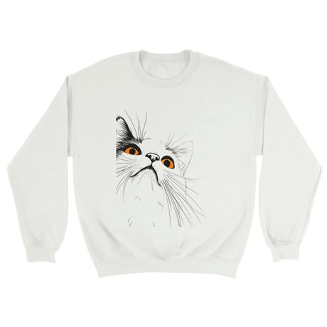 minimalist white cat sweatshirt