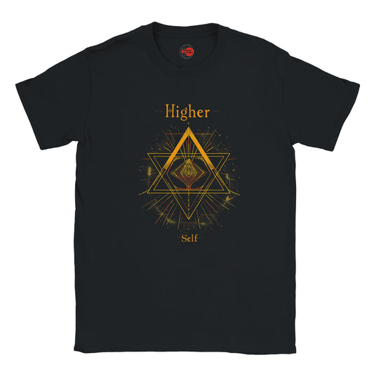 Higher Self graphic t-shirt in white - minimalist design on premium Gildan 64000 cotton