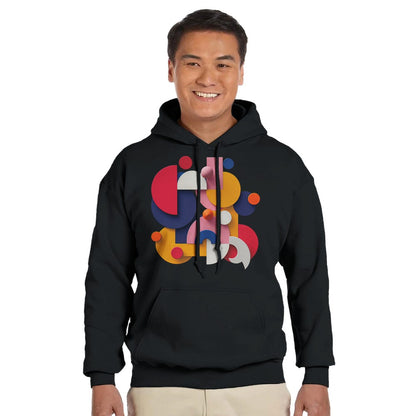 Black Trendy Graphic Shapes Hoodie