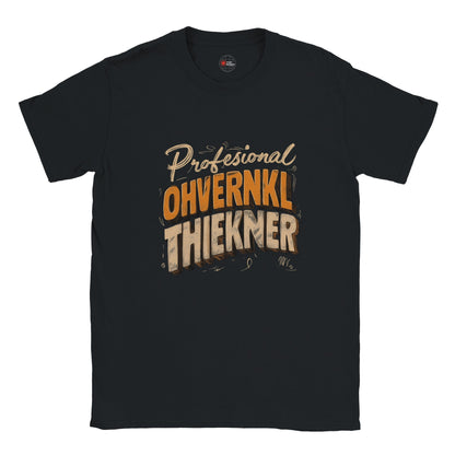 Black t-shirt with 'Professional Ohvernkl Thekner' text design on a white background