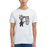 Young woman wearing a white coloured  funny donkey shirt – humorous design for animal lovers and sarcastic personalities