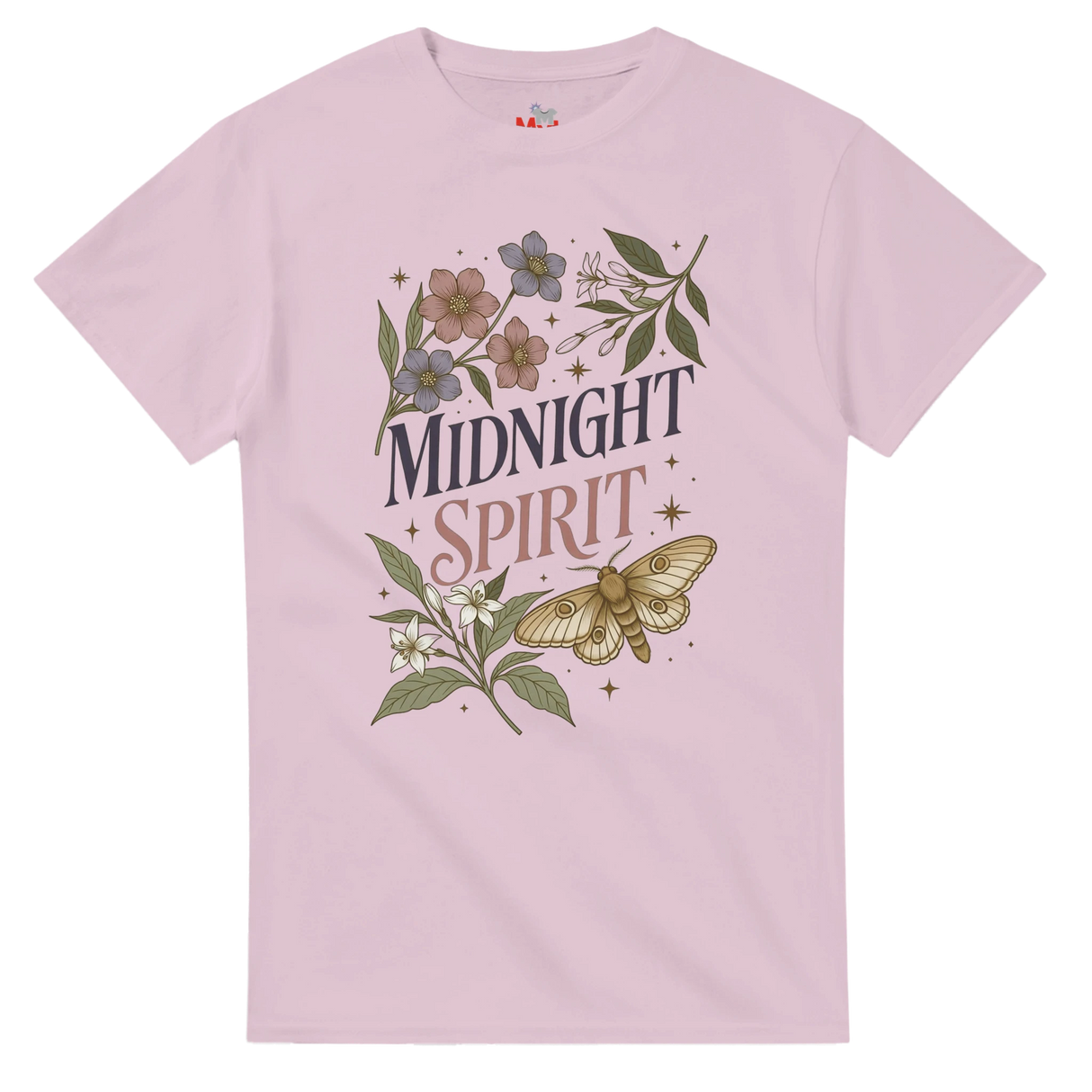 Midnight Spirit T-Shirt – Botanical Moth & Floral Graphic Tee