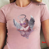 Angel Cherub Graphic Tee – Glitter Wings & Heart Sunglasses | Mytsdesigns