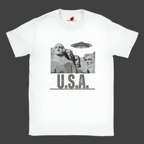 A White Mt. Rushmore T-shirt