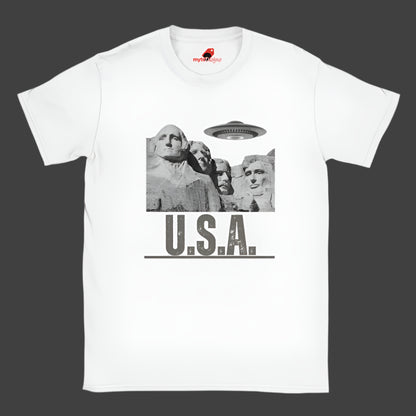 A White Mt. Rushmore T-shirt