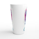 A white ceramic pint glass featuring a colorful watercolor design of a horse's head in pink, purple, blue, and teal, shown on a clean white background.