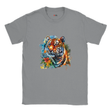 "Retro tiger head graphic t-shirt in soft cotton - front view"