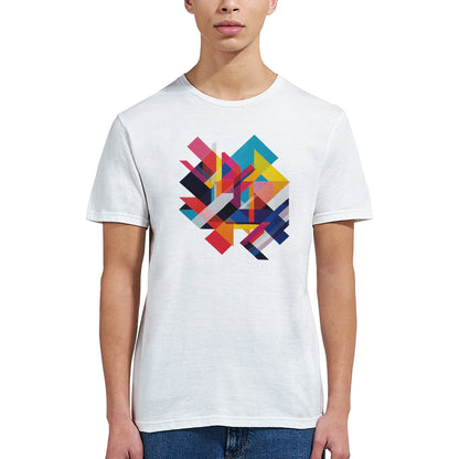 Boy wearing white Gemetric T-shirt