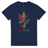 Navy blue t-shirt with colorful graphic design and 'Break Limits' text on a white background