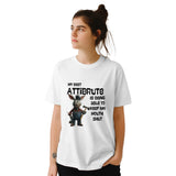 Young woman wearing a white coloured  funny donkey shirt – humorous design for animal lovers and sarcastic personalities