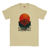 Sand t-shirt with a graphic design of a sun and maze, labeled 'Sunmaze', on a white background.
