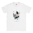 : White Coastal Nautilus graphic T-shirt, flat front view”