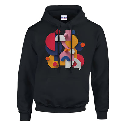 Black Trendy Graphic Shapes Hoodie