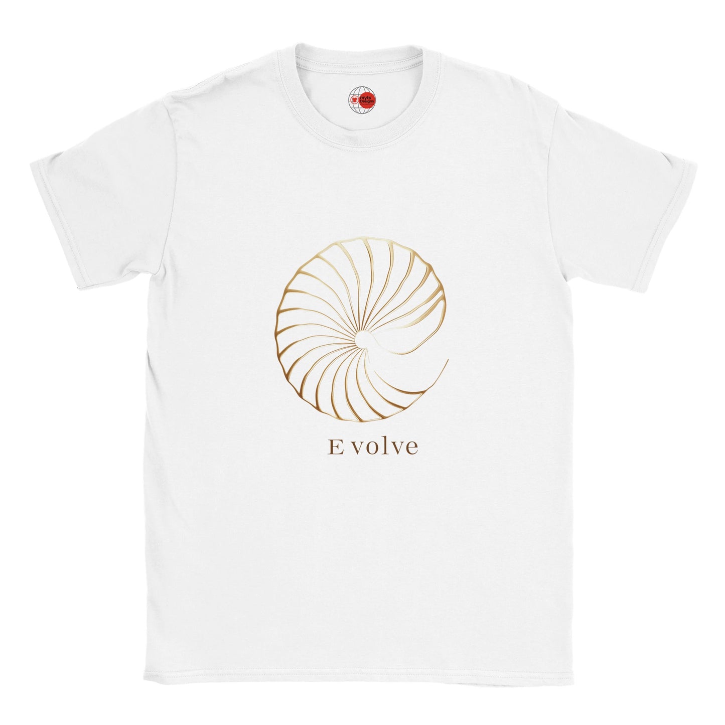 "Evolve graphic t-shirt in white - front view on model")