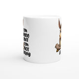 Funny “I’m Here But I’m Not Listening” donkey mug. Perfect sarcastic gift for coworkers, coffee lovers, and anyone sick of small talk. 11oz ceramic, Aussie-made.