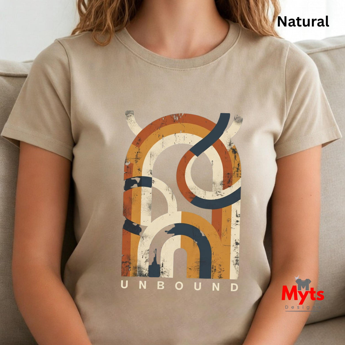 Natural geometric designed t-shirt