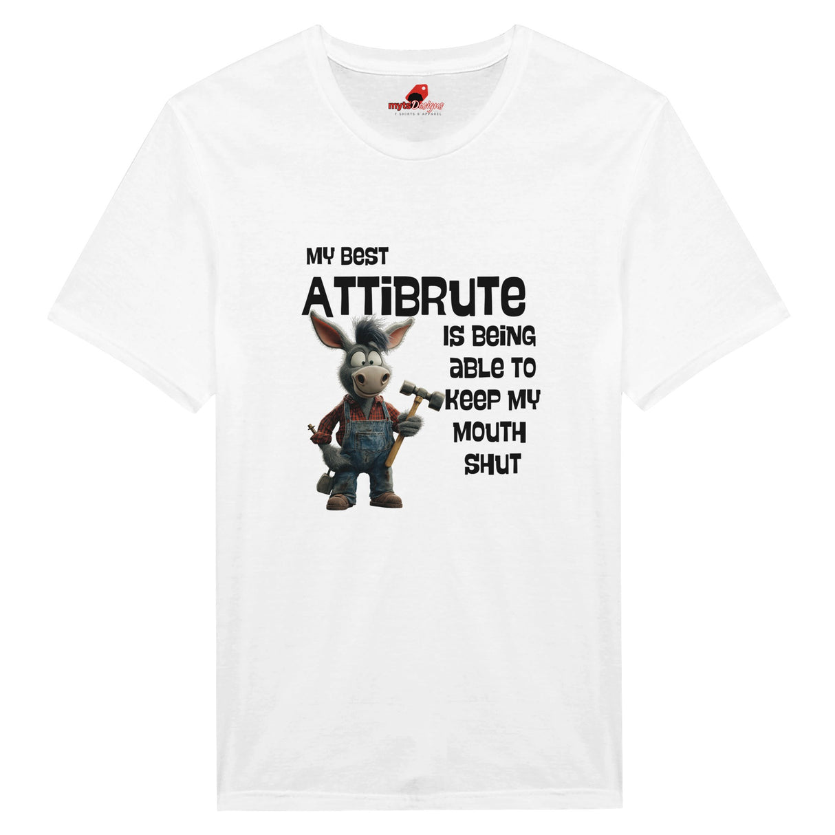 A white coloured  funny donkey shirt – humorous design for animal lovers and sarcastic personalities 