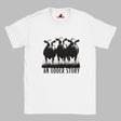 Front view of white cotton T-shirt featuring illustrated cows and text “An Udder Story” – humorous farm-themed graphic tee
