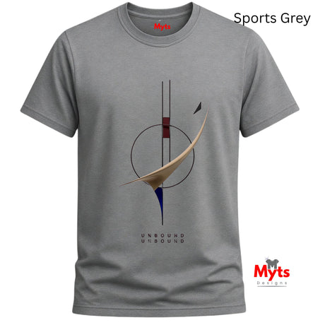 A grey short-sleeve crewneck t-shirt with a black graphic print that reads 'OFFICIALLY RETIRED Professionally Unavailable'. The t-shirt is displayed on a clean white background with 'Myts Designs' branding and 'Sports Grey' text overlays.