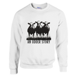 A cozy unisex sweatshirt featuring a bold graphic of three black cows standing in grass with the playful phrase “An Udder Story” beneath them. The design is printed on neutral-colored sweatshirts, including pink, grey, and white. Perfect for animal lovers, farmers, or anyone who enjoys humorous, farmhouse-inspired fashion.