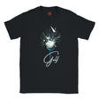 Black t-shirt with a graphic design of a golf ball and the word 'Golf' on a white background