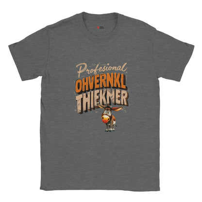 Gray t-shirt with a cartoon donkey and text on a white background