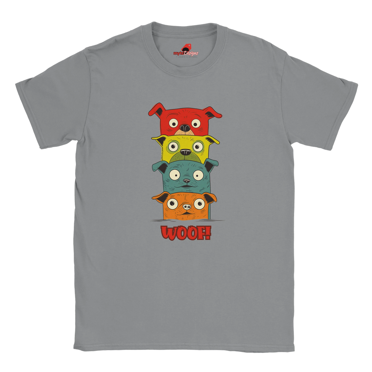 stacked cartoon puppies Sports Grey T shirt