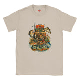 Sand t-shirt with fishing-themed graphic and text on a white background