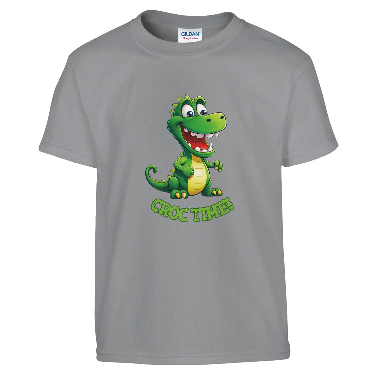 "Cute crocodile kids t-shirt in white with playful croc time design"