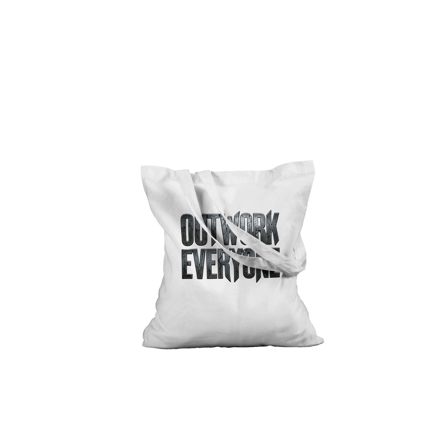 White pillow with black text on a white background