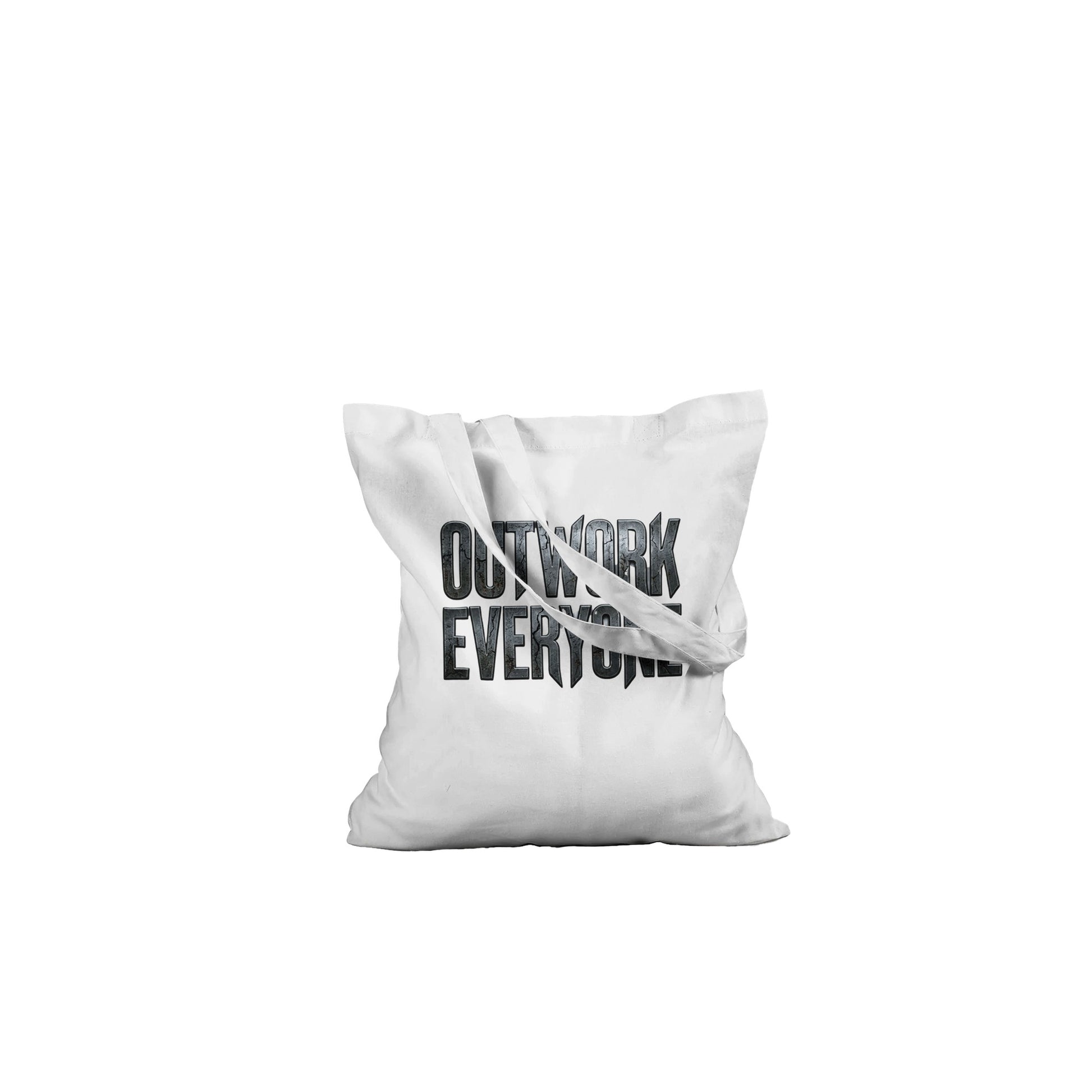 White pillow with black text on a white background