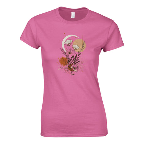 Azalea t-shirt with a floral design on a white background