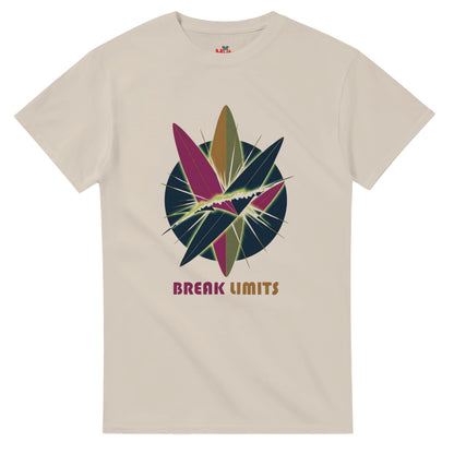 Sand t-shirt with a colorful graphic design and 'Break Limits' text on a white background