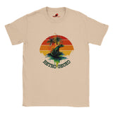 Retro gecko t-shirt with vintage sunset design and tropical lizard graphic on a Natural cotton tee