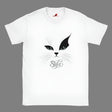 Minimalist cat face t-shirt front view stylized design
