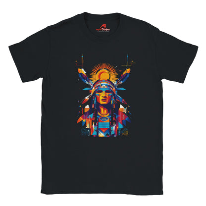 Black t-shirt vector design of an American Indian Brave