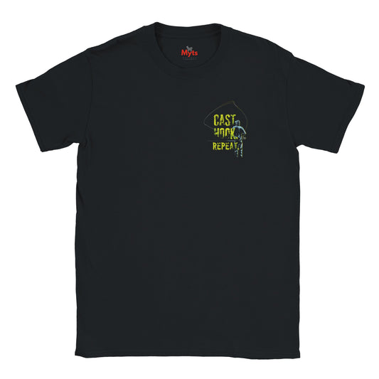Cast Hook Repeat Fishing T-Shirt | Soft Cotton Angler Tee | Gildan 64000