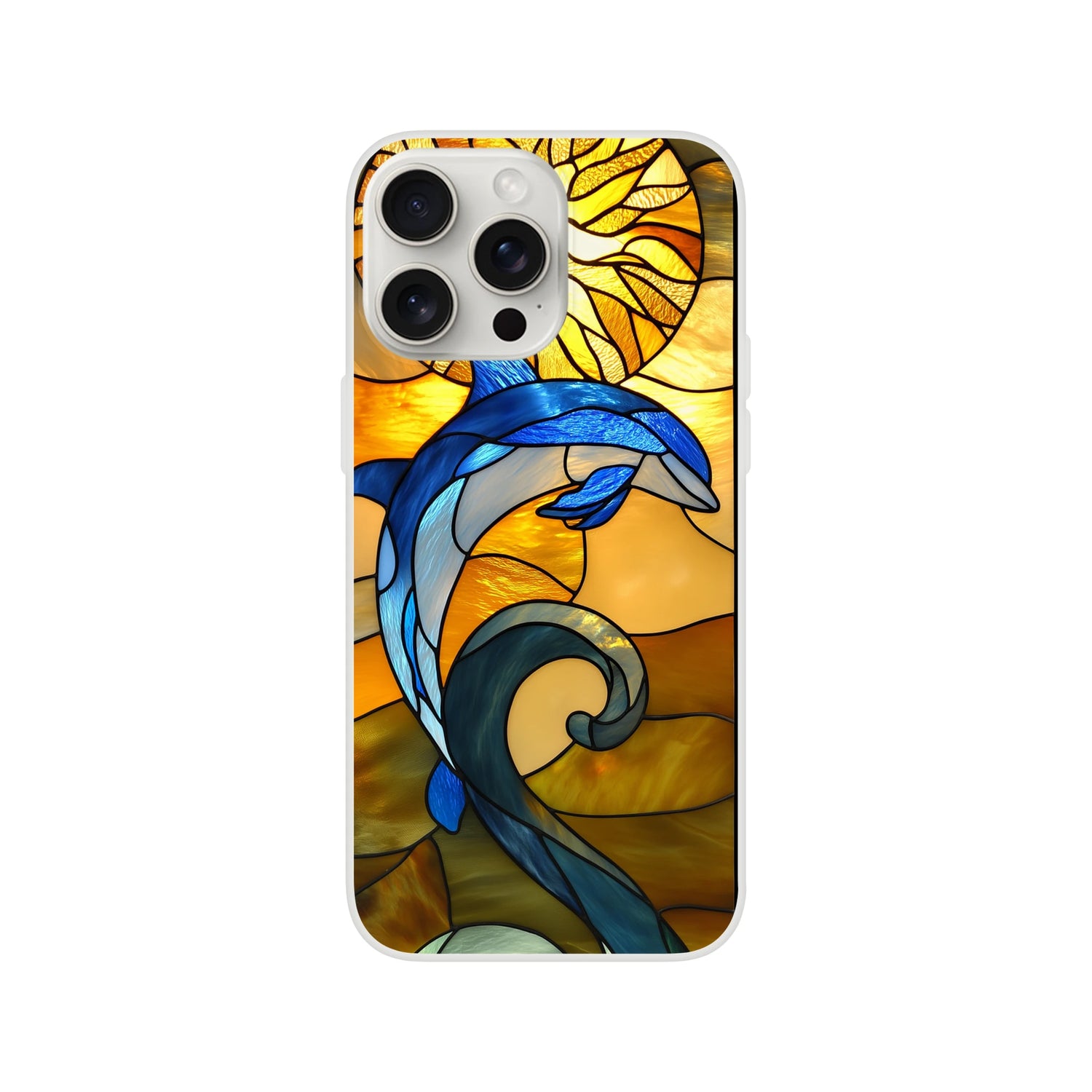 Flexi Case for iPhone - Stained Glass Dolphin Design