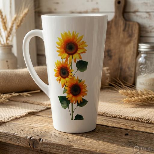 Sunflower Botanical Floral Latte Mug