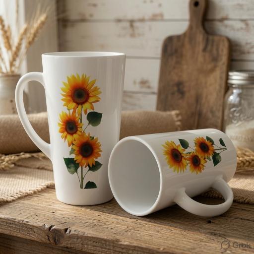 Sunflower Botanical Floral Latte Mug