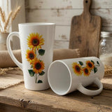 Sunflower Botanical Floral Latte Mug